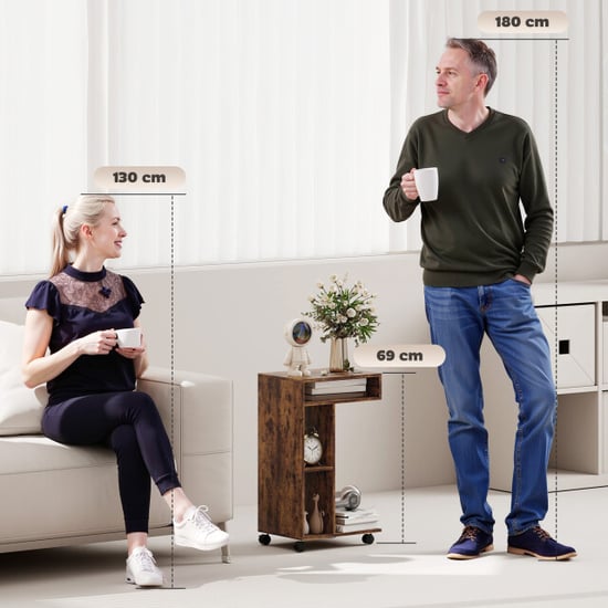 4goodz Verrijdbare bijzettafel voor bank met wielen en 3 planken - - Image 4