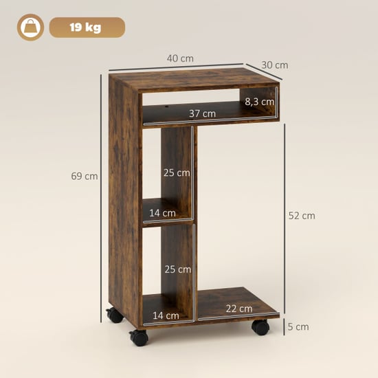 4goodz Verrijdbare bijzettafel voor bank met wielen en 3 planken - - Image 5