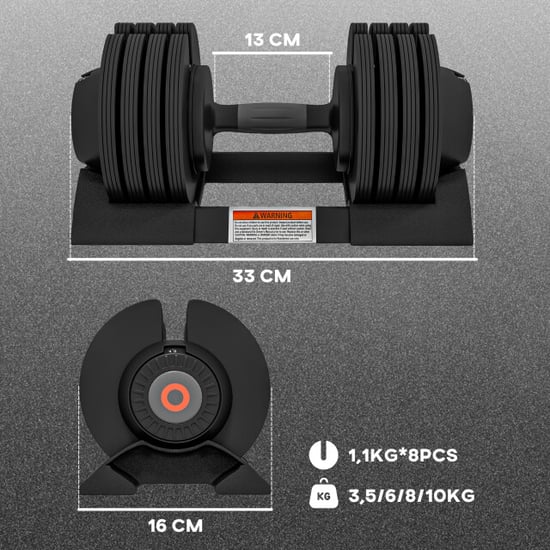 4goodz Verstelbare dumbbells 3,5/6/8/10 kg met opbergrek, antislip grepen - - Image 4
