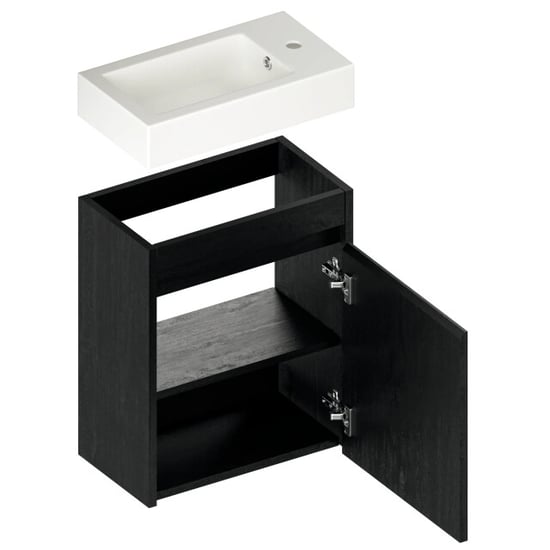 Mirlux Toiletmeubel vivo 40cm zwart eiken wastafel wit - Image 2