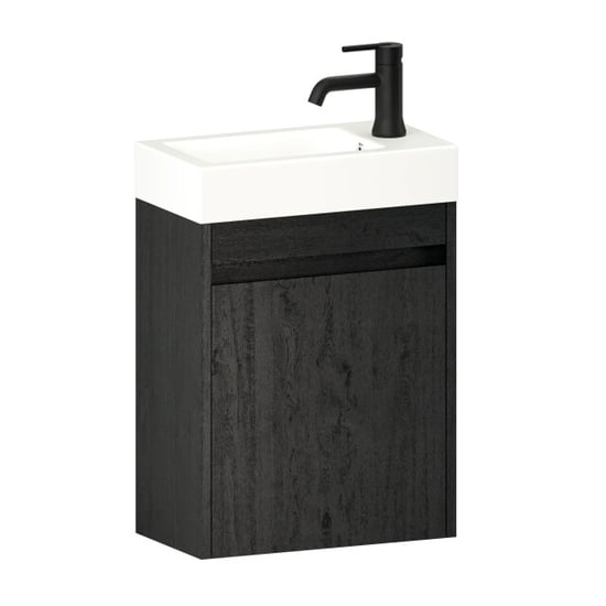 Mirlux Toiletmeubel vivo 40cm zwart eiken wastafel wit - Image 4