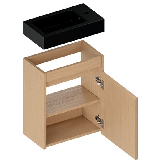Mirlux Toiletmeubel elen 40cm licht eiken wastafel zwart - Image 3