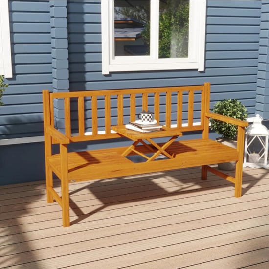 4goodz Outsunny tuinbank hout met inklapbare tafel 2 of 3 zits bank - Image 2