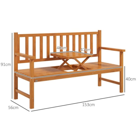 4goodz Outsunny tuinbank hout met inklapbare tafel 2 of 3 zits bank - Image 3