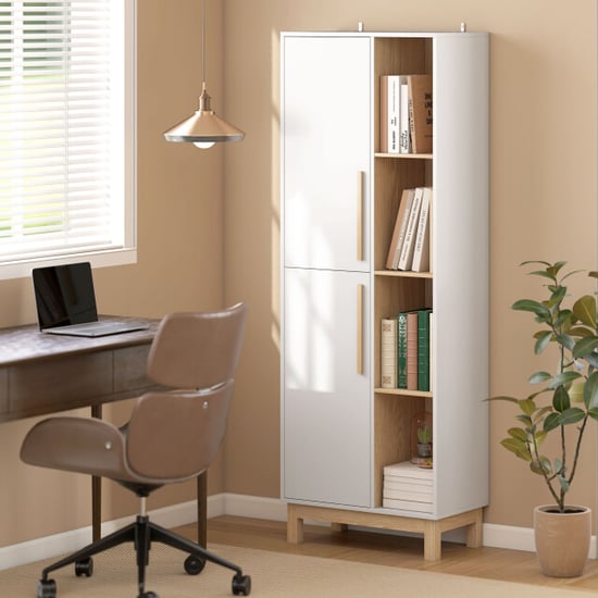 4goodz Boekenkast met 4 open planken, en 2 deuren /bruin - Image 5