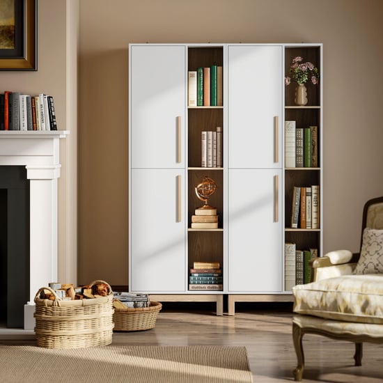 4goodz Boekenkast met 4 open planken, en 2 deuren /bruin - Image 6