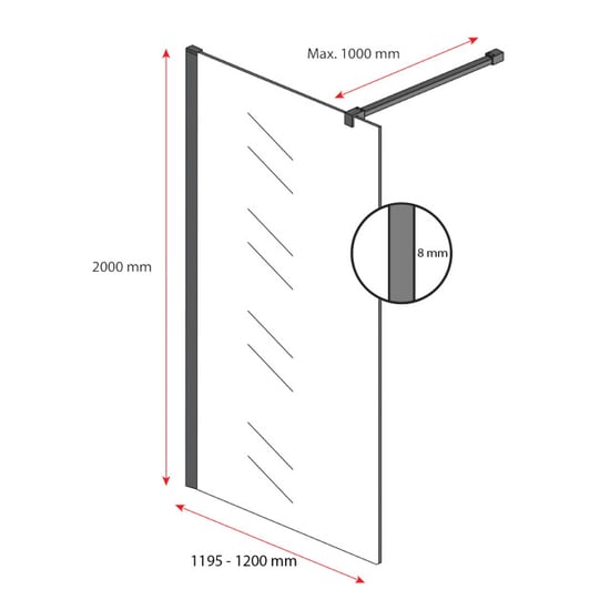 Badplaats Douchewand rizani 120 x 200 cm zwart – inloopdouche 8 mm - Image 6