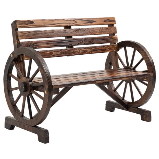 4goodz Tuinbank met armleuning wagenwielen design massief hout - Image 1