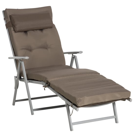 4goodz Comfortabel ligbed 5-standen ligstoel met bruin kussen - Image 1