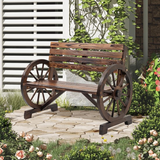4goodz Tuinbank met armleuning wagenwielen design massief hout - Image 2