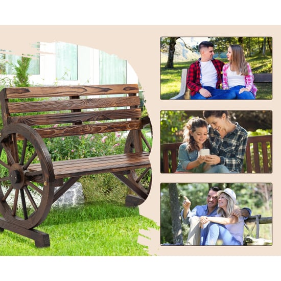 4goodz Tuinbank met armleuning wagenwielen design massief hout - Image 3