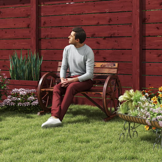 4goodz Tuinbank met armleuning wagenwielen design massief hout - Image 6