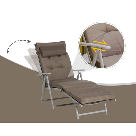 4goodz Comfortabel ligbed 5-standen ligstoel met bruin kussen - Image 5