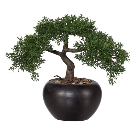 Kopu ® kunstplant bonsai ceder 26 cm met zwarte pot bonsai boompje - Image 1