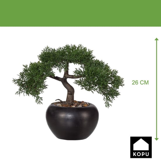 Kopu ® kunstplant bonsai ceder 26 cm met zwarte pot bonsai boompje - Image 3