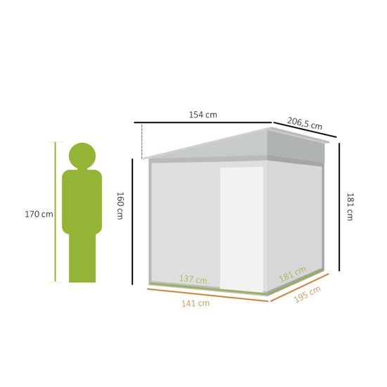 4goodz Metalen gereedschapsschuur 2,81m² 154x206,5x181 cm met bodemframe - Image 4