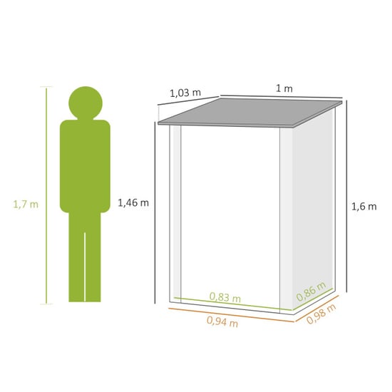 4goodz Metalen tuinhuis tuinschuur met schuin dak 100x103x160 cm - - Image 5