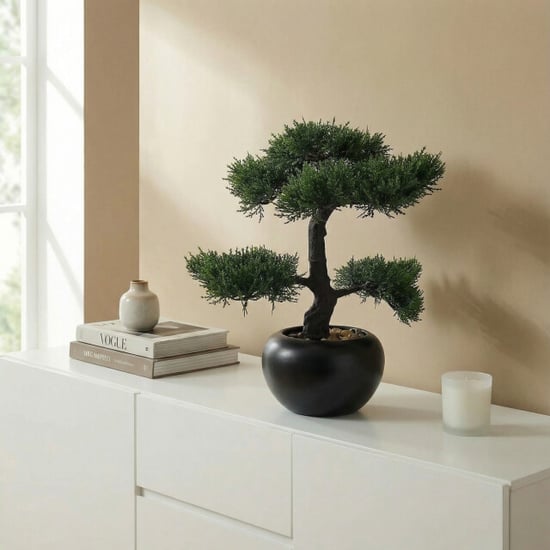 Kopu ® kunstplant bonsai ceder 37 cm met zwarte pot bonsai boompje - Image 4
