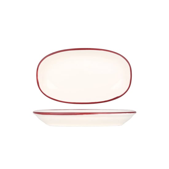 Bonna Serveerschaal linea burgundy porselein 24x14 cm set van 2 - Image 1