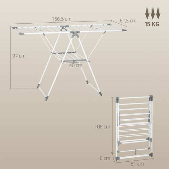 4goodz Opvouwbaar droogrek verstelbaar inklapbaar 156x61x97cm - - Image 6