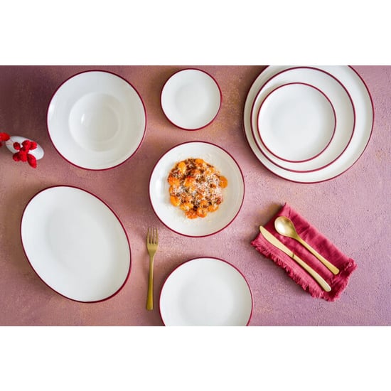 Bonna Dessertbord linea burgundy porselein 23 cm set van 6 - Image 3