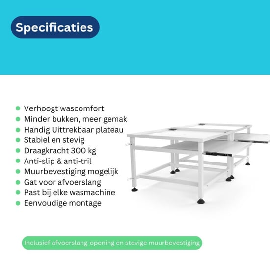 Wasophoogte Wasmachine verhoger – ecoslim xl met plateau – dubbel - - Image 6