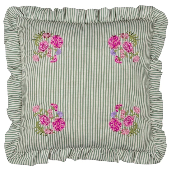Wylder Martha Ruffle Embroidered Ruffle Feather Filled Cushion - Image 1