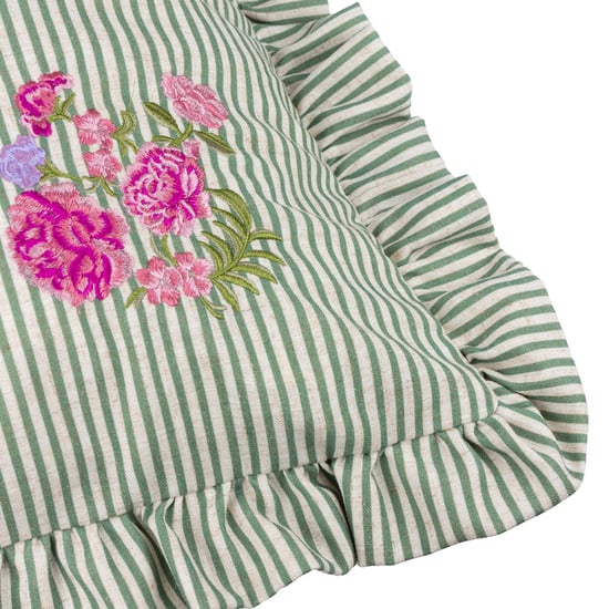 Wylder Martha Ruffle Embroidered Ruffle Feather Filled Cushion - Image 4