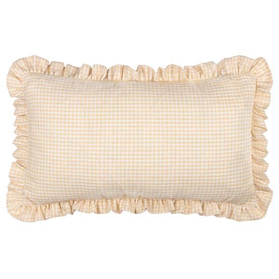Furn Les Petite Fleurs Gingham Ruffle Feather Filled Cushion - Image 2