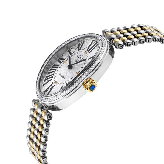 GV2 Piazza Navona Women's Swiss Quartz Silver/White Dial, Gold Beaded 316L stainless Steel Watch - Image 3