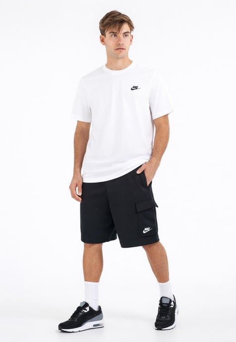 Nike Mens Tracksuit T Shirt Cargo Pocket Shorts in White/Black - Image 1