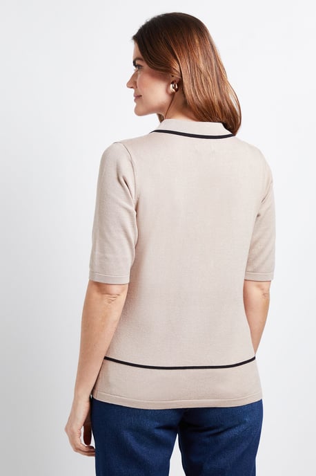 Collared Tipped Knitted T Shirt - Image 3