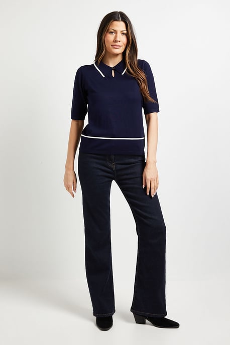 Collared Tipped Knitted T Shirt - Image 2