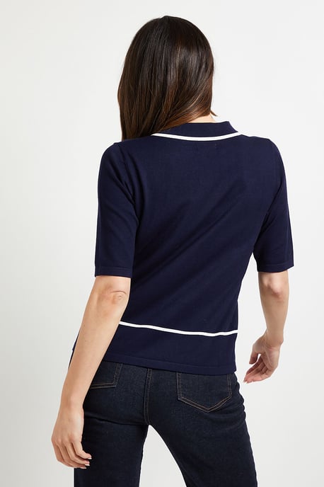 Collared Tipped Knitted T Shirt - Image 3