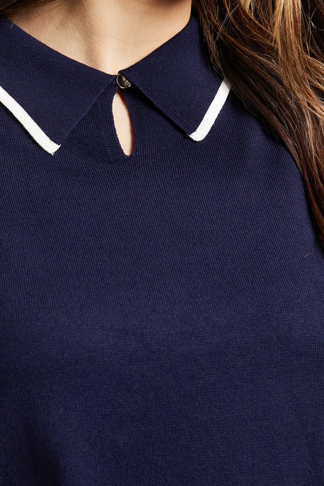 Collared Tipped Knitted T Shirt - Image 5