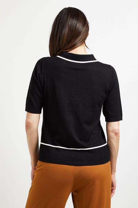Collared Tipped Knitted T Shirt - Image 3