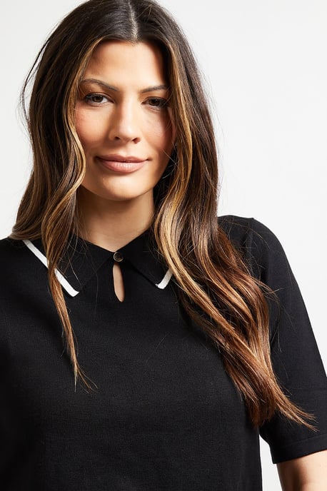 Collared Tipped Knitted T Shirt - Image 4