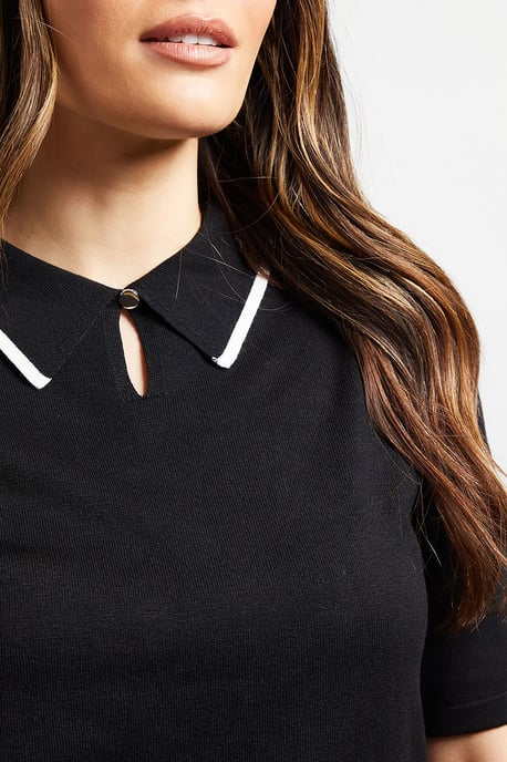 Collared Tipped Knitted T Shirt - Image 5