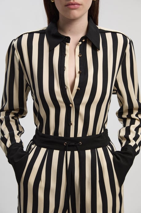 Mono Fluid Stripe Cotton Mix Woven Shirt - Image 2