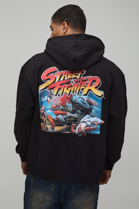 Oversized Street Fighter License Printed Hoodie - Image 1