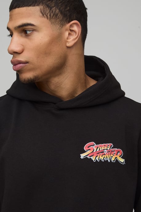 Oversized Street Fighter License Printed Hoodie - Image 3