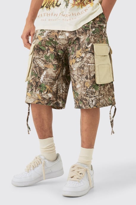 Contrast Panel Forest Camo Jorts - Image 1