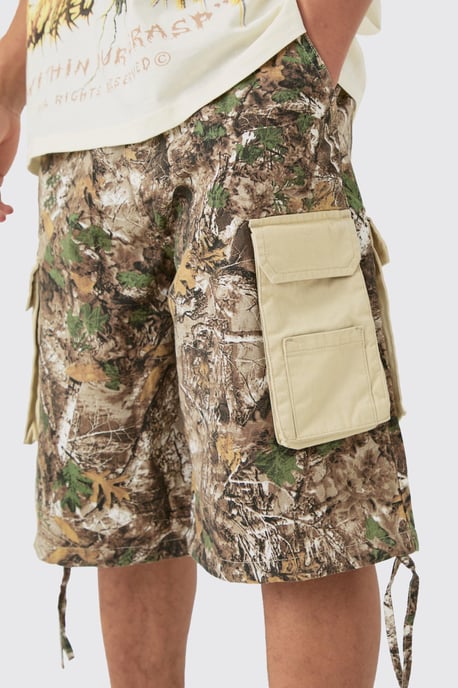 Contrast Panel Forest Camo Jorts - Image 3