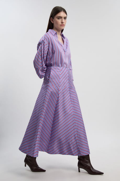 Cotton Stripe Full Midi Skirt - Image 2