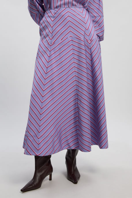 Cotton Stripe Full Midi Skirt - Image 3