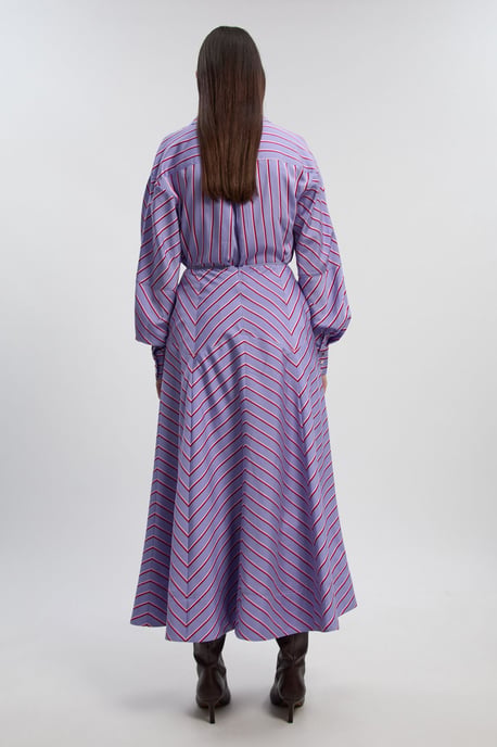 Cotton Stripe Full Midi Skirt - Image 4