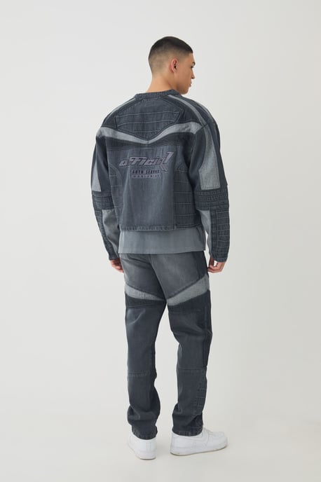 Straight Leg Moto Applique Jeans - Image 2