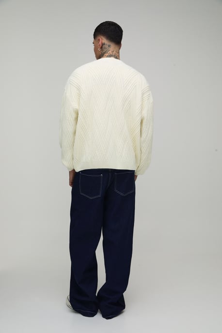 Tall Oversized Boxy Cable Knitted Cardigan - Image 2