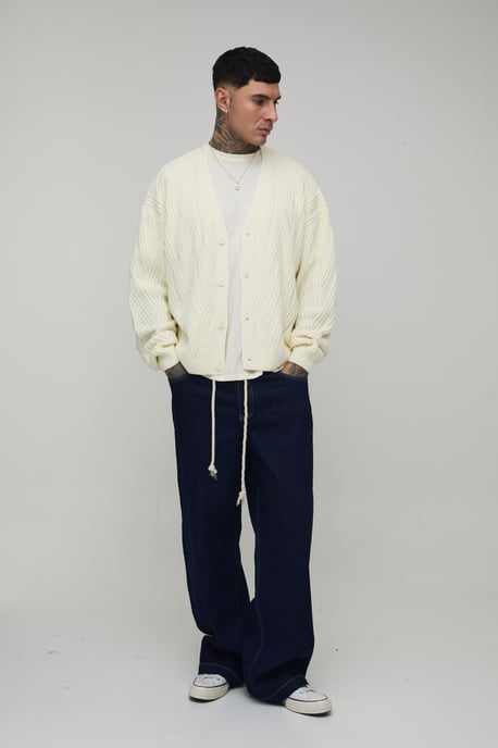 Tall Oversized Boxy Cable Knitted Cardigan - Image 4