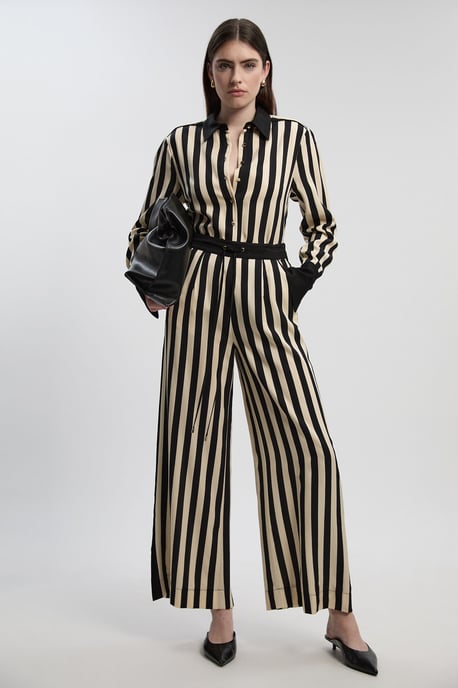 Mono Fluid Stripe Cotton Mix Woven Trouser - Image 1